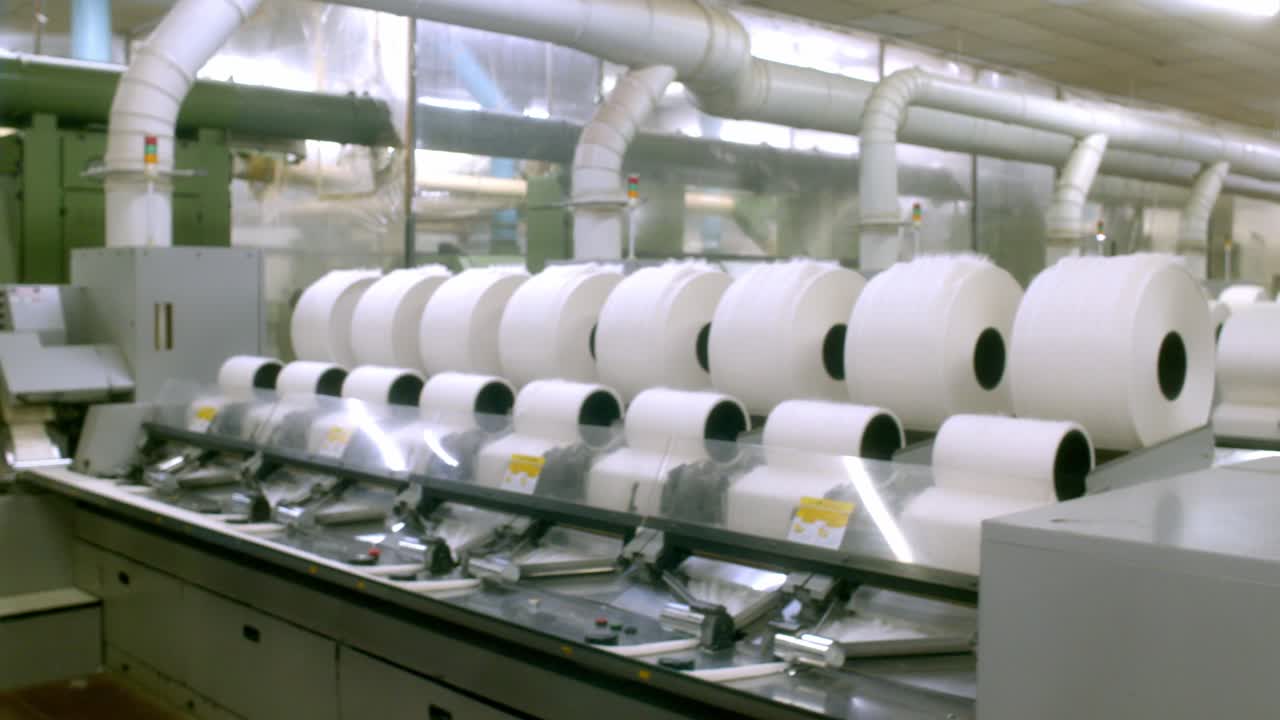 면화 공장 내부, 면화 로빈 실의 줄, 제조 과정