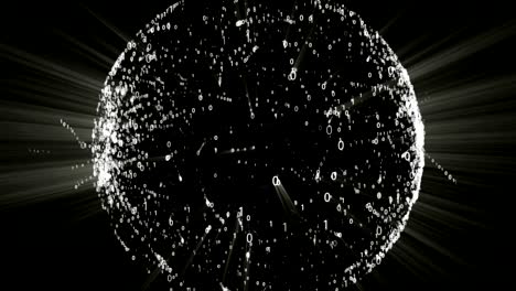 sphere with two blue poles from which information is released. packets of 0 and 1 connecting the globe. communication between 2 extremes, exchange of digital information on earth. internet datacenter