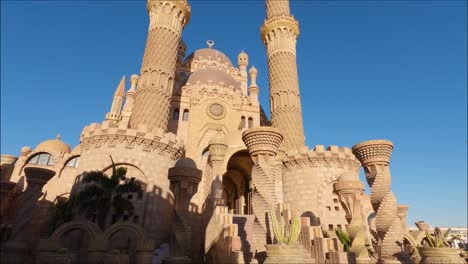 el sahaba mosque with magnificent minarets, old town in sharm el sheikh, egypt. locked off shot