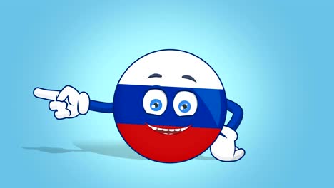 cartoon icon flag russia left pointer with face animation with alpha matte