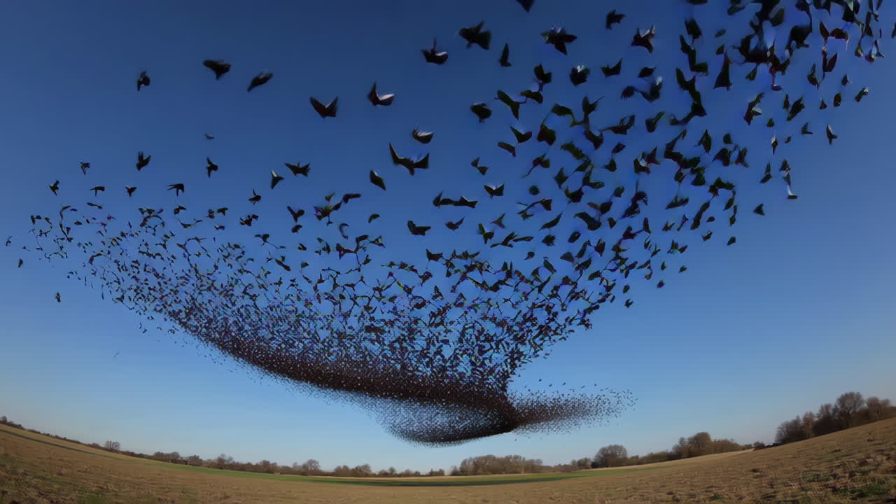 A Massive Flock of Birds in Flight