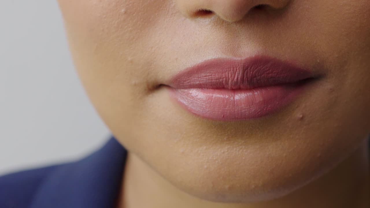 여자 입술의 클로즈업