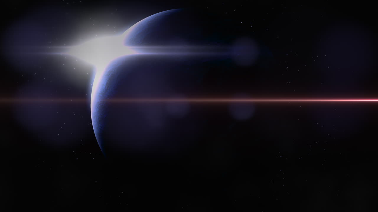 Flash of stars and blue planet in dark galaxy