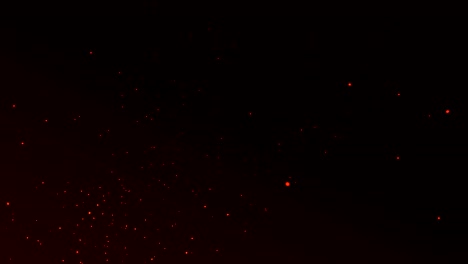 las chispas de fuego ardiente de la hoguera. partículas de fuego brillantes sobre fondo negro. imágenes de movimiento 4k