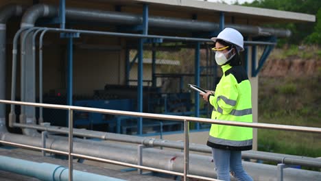 environmental engineers work at wastewater treatment plants