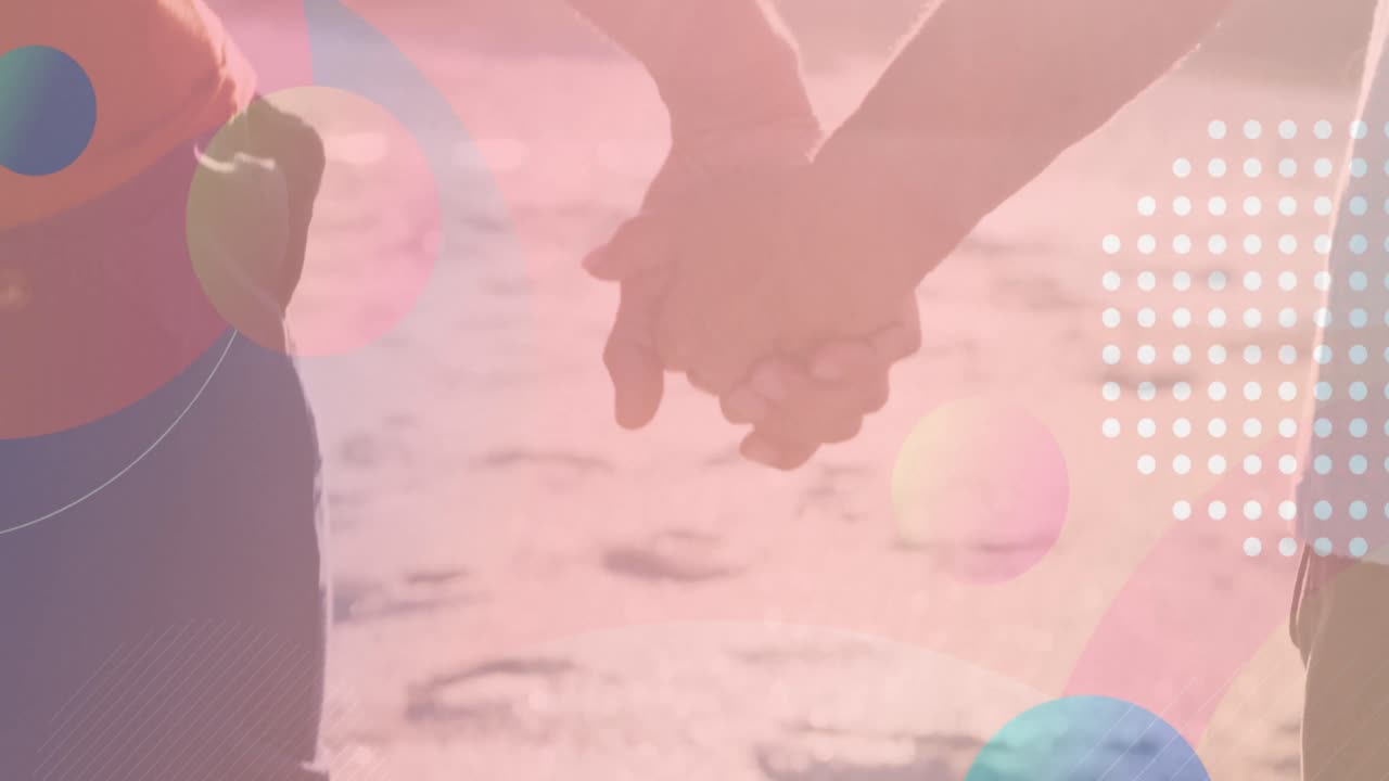 아프리카계 미국인 부부 가  ⁇ 고 손을 잡고 있는 빛의 반점 의 애니메이션