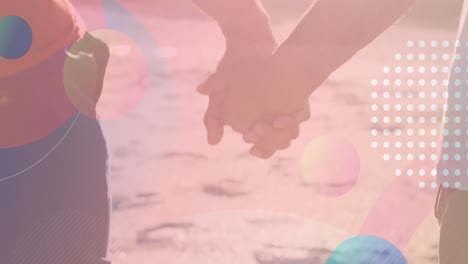 animación de puntos de luz sobre una pareja afroamericana caminando y tomados de la mano