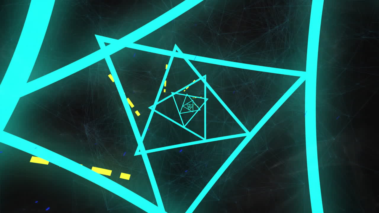 빛나는 파란색 네온 패턴의 애니메이션 검은색 배경