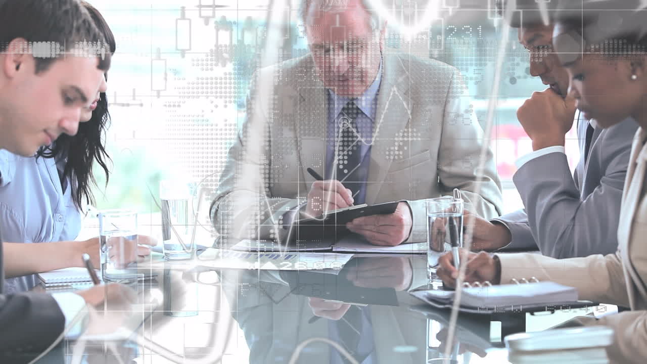 통계 및 금융 데이터 처리에 대한 다양한 비즈니스 사람들을 만나는 데