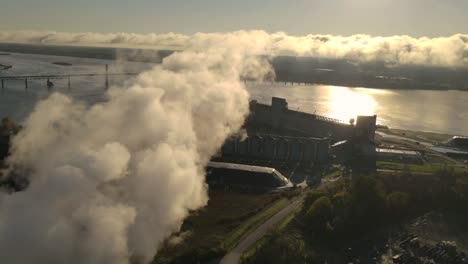 timelapse of poisonous gas flowing in the air into the environment polluting it