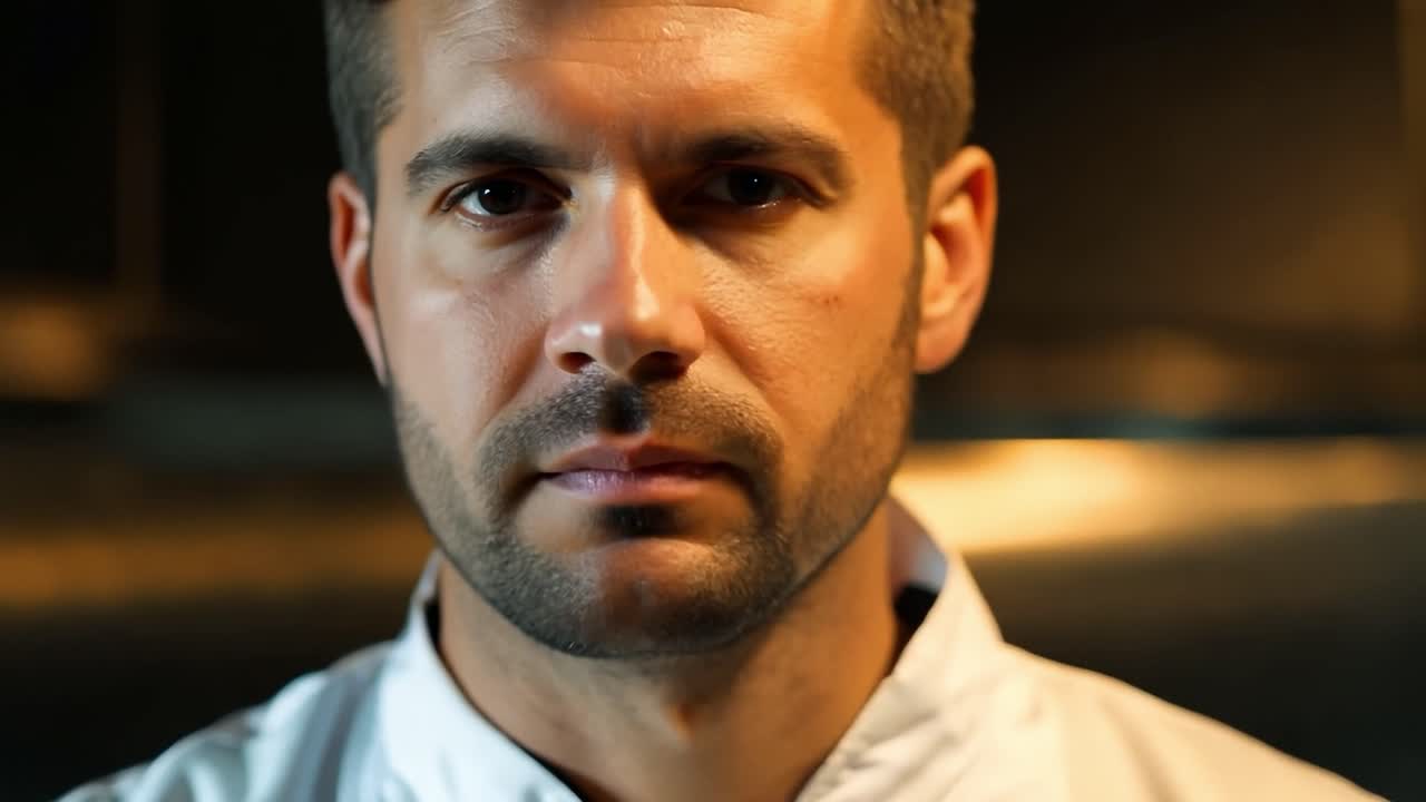 Bearded man displays a variety of facial expressions, showcasing emotions such as happiness, anger, and confidence. Close up shots highlight the nuances of his features and feelings