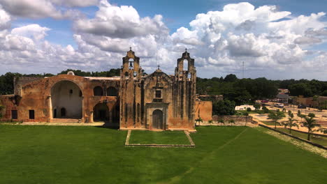 Aerial-shot-of-Mani-church-main-garden