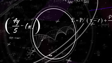 animation of dna strand and scientific data processing over black background