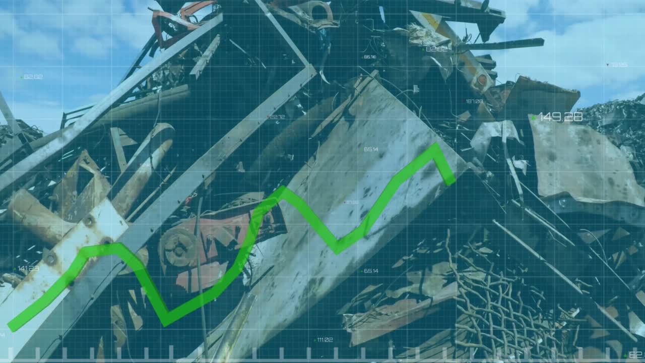 황무지 위의 데이터 처리와 함께 녹색 선의 애니메이션