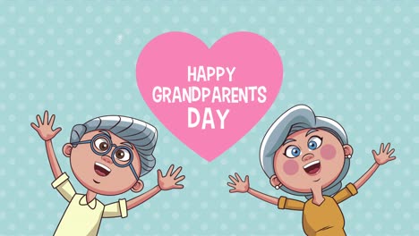 happy grandparents day lettering in heart with lovers couple