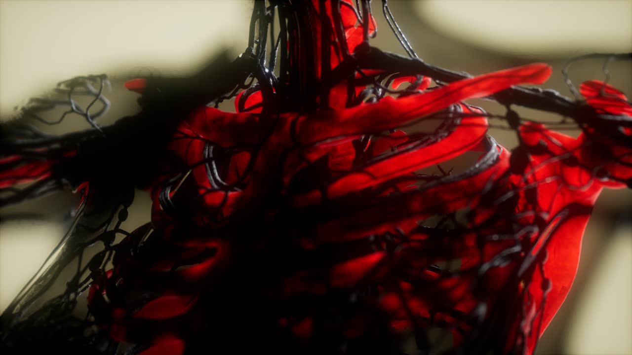 los huesos del esqueleto humano escanean brillando