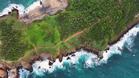 Paradise-Cliff-Mazunte-Beach-Town-Aerial-Drone-Fly-Above-Natural-Oaxaca-Mexico