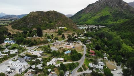 arrowtown, małe historyczne miasto górnicze złota, nowa zelandia, widok z powietrza