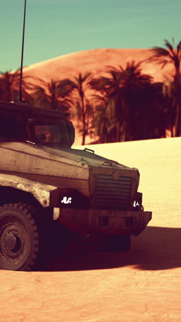 armored military truck in the desert