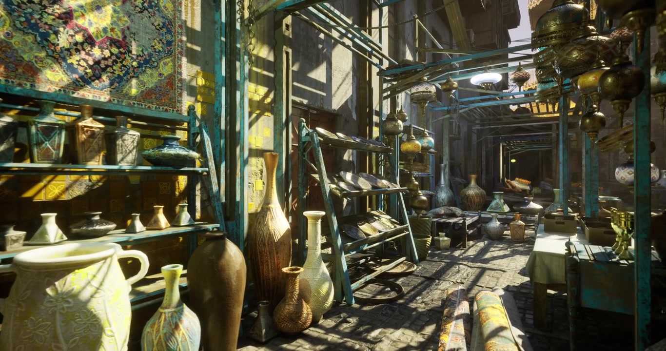 Caraffa statuaria su uno scaffale luminoso con un'atmosfera vintage