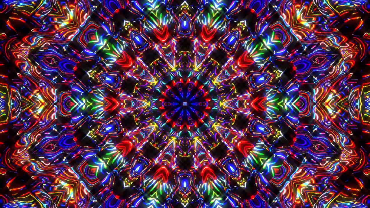 hermoso caleidoscopio abstracto que brilla, una luz radiante que regula los movimientos sutiles