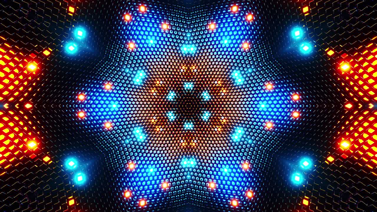 Caleidoscopio di Luci Colorate su Sfondo Astratto. Animazione in Loop