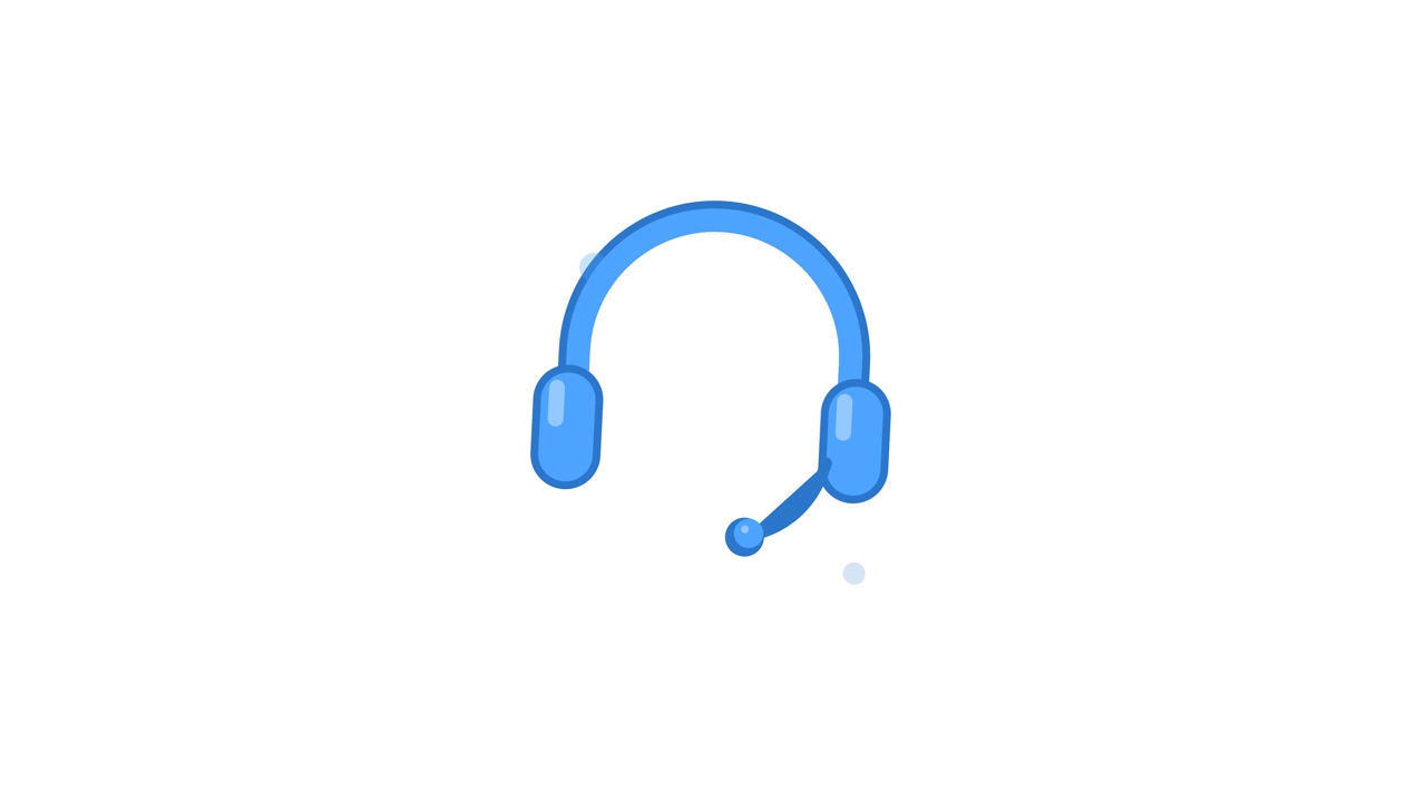 Animated Blue Headset Icon for Customer Support