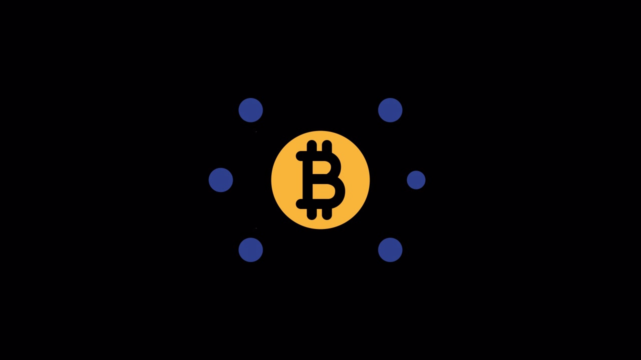 Animated Bitcoin Symbol Connecting to Decentralized Network