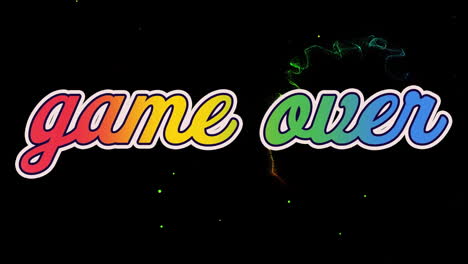 animación del juego sobre texto en fondo negro