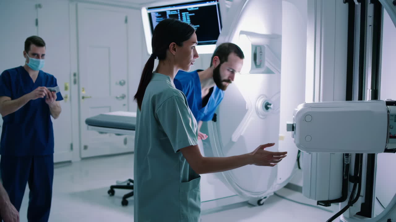 Personale medico che utilizza apparecchiature di diagnostica per immagini