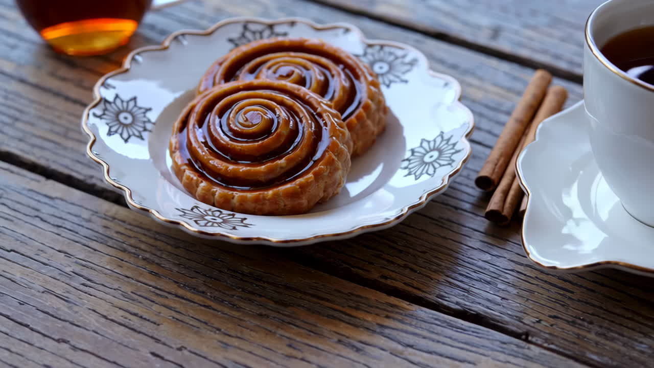 Delicious Cinnamon Rolls with Tea