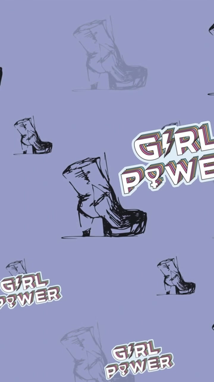 Animation of girl power texts on purple background