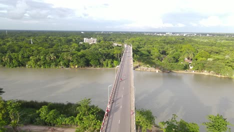 bridge over river connected two rural village district with forest in bangladesh