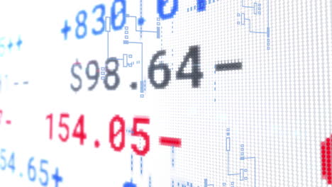 stock market numbers and data processing animation over digital grid background