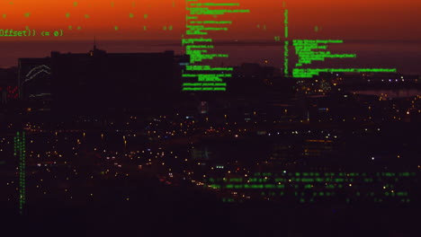 cityscape and digital codes