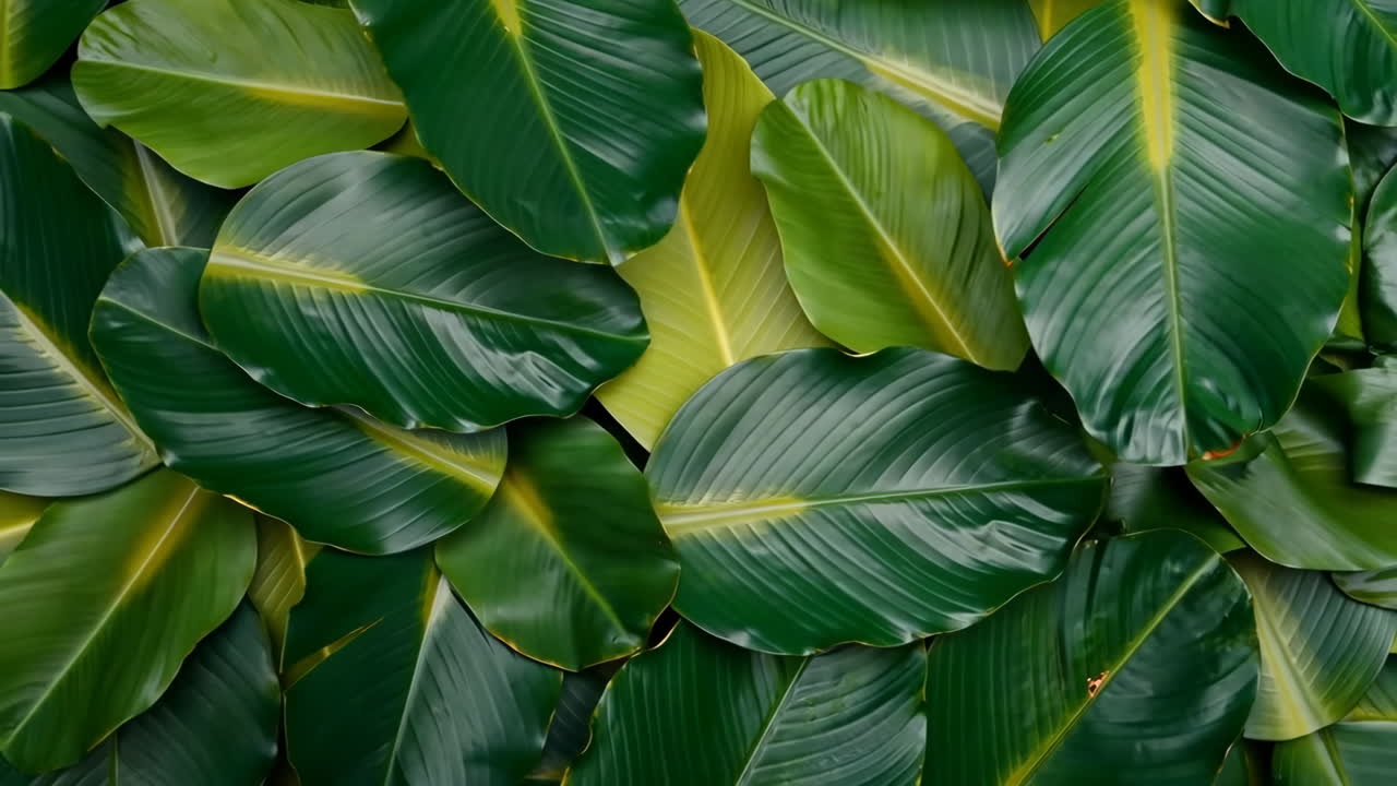 Lush Green Tropical Leaves Background