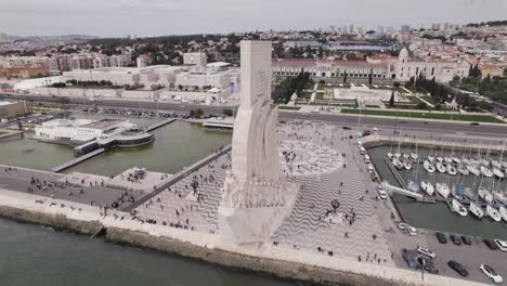 aerial circling shot of padrao dos descobrimentos