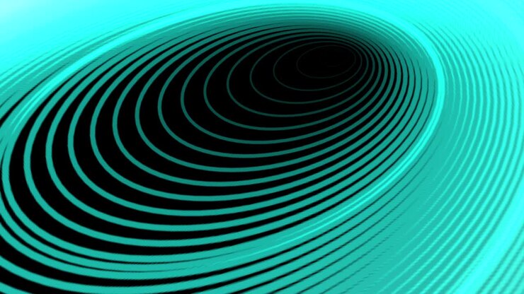 Black background with moving circular lines