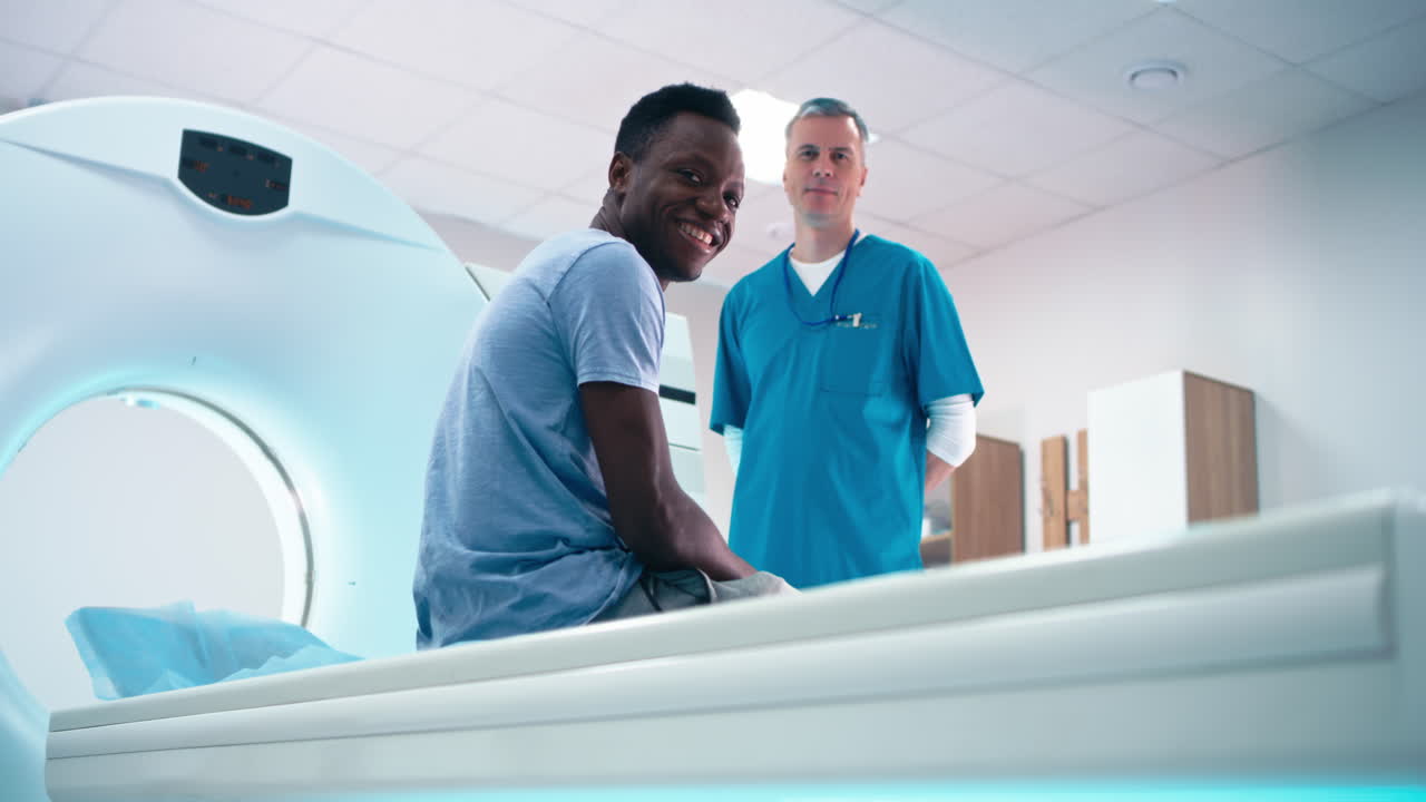 Patient and Doctor in Hospital with CT Scan