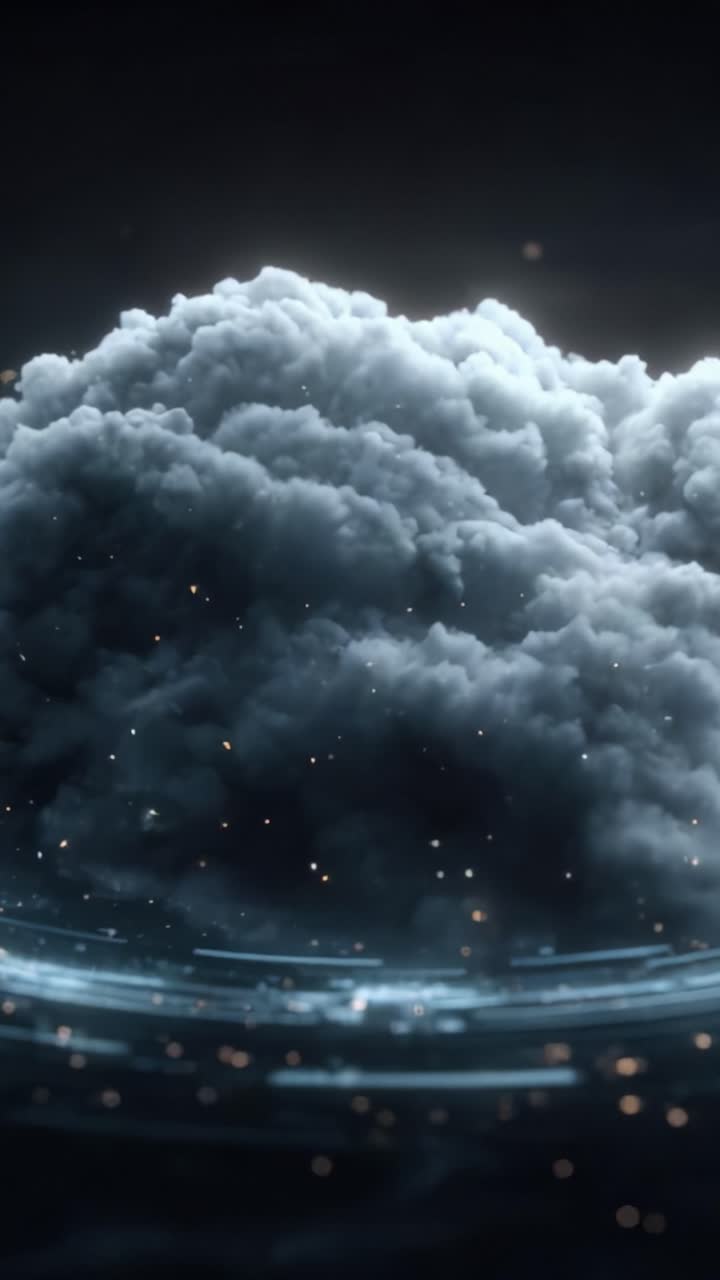 A mesmerizing view of swirling clouds illuminated by shimmering particles, creating a mystical atmosphere that captivates the viewer's imagination and senses