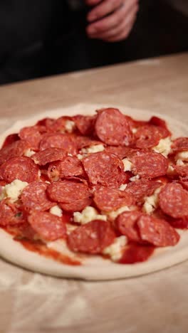 preparing a delicious pepperoni pizza