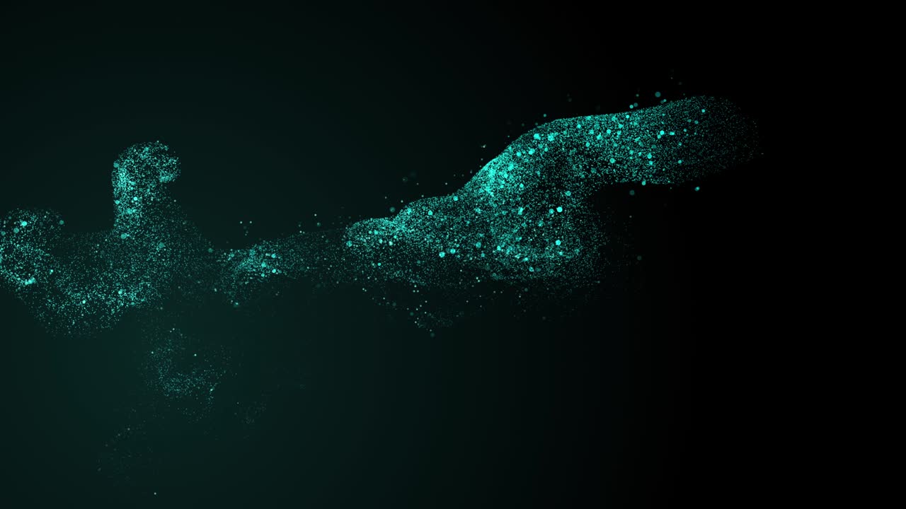 부드러운 럭셔리 푸른 흐름은 검은 바탕에 천천히 흐르고 있습니다.