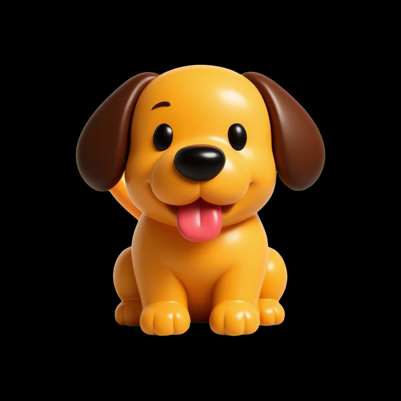 Cute cartoon puppy toy animation isolated asset, transparent 4K video, alpha channel, ProRes 4444