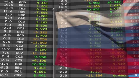 Animation-Der-Datenverarbeitung-über-Der-Flagge-Russlands