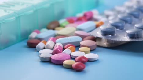 assorted medications and pill dispensers