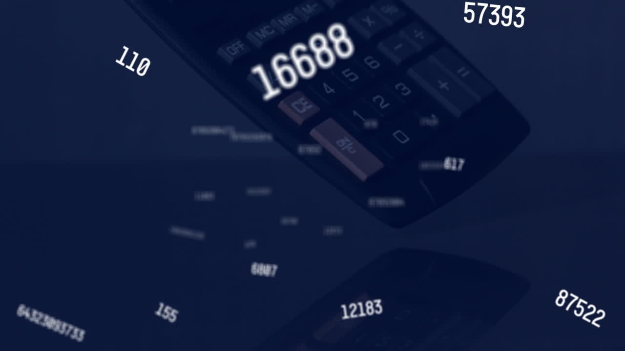 animación de números flotando sobre la calculadora de la época
