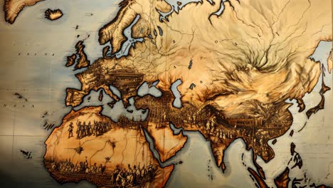 detailed vintage map of europe and asia showcasing geographic features