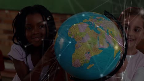 Animation-of-networks-of-connections-over-diverse-schoolchildren-reading-globe