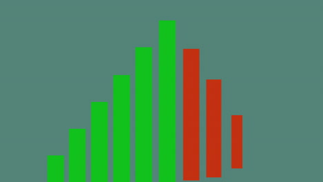 animação digital de gráficos de barras verdes e azuis contra fundo verde