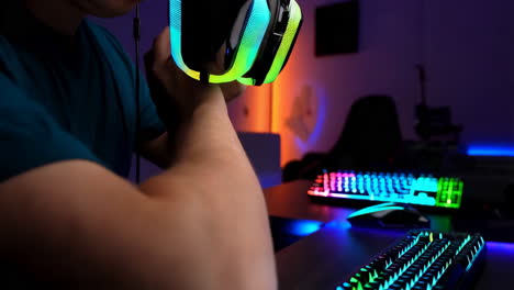 gamer setup with rgb lighting